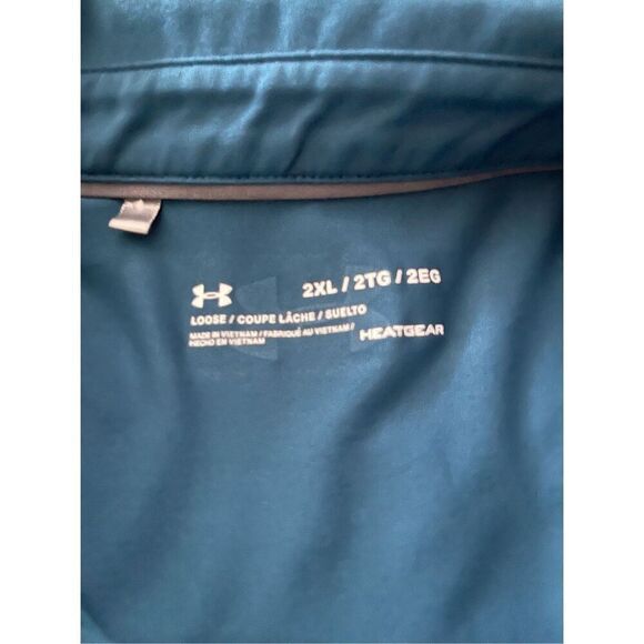 Under Armour Men's Orange And Blue Colorblock Loose Heatgear Polo Size 2XL - Picture 9 of 13